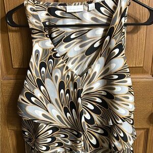 New York & Company Black and Gold Asymmetrical Dress